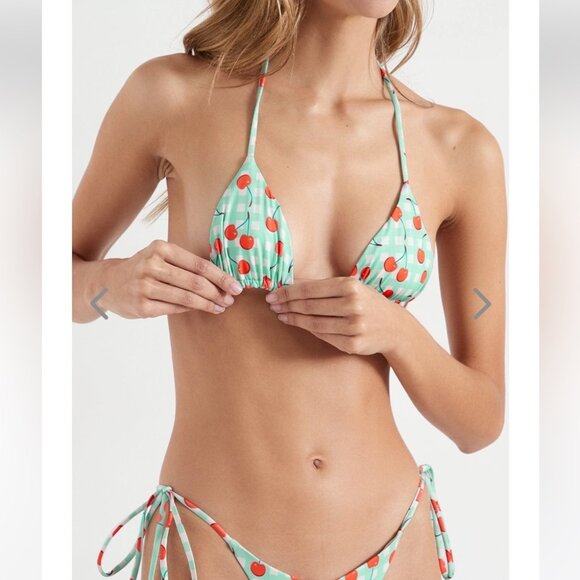 NWT OneOne Swimwear Bikini Set Cherry Crush Ariel Sexy Cute Cherries New Pattern - Picture 5 of 10
